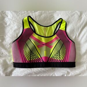 Nike | Women’s SZ Medium | Classic Tech Pack Sports Bra Black Pink Neon